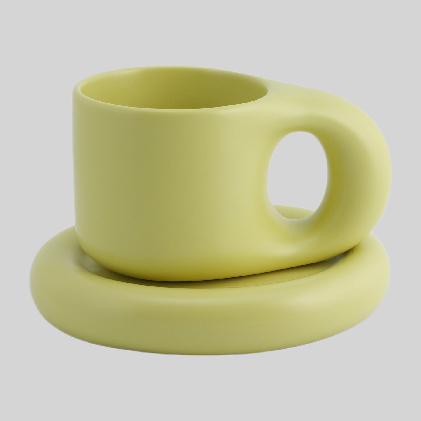 Chubby Mug and Saucer Set (Matcha)