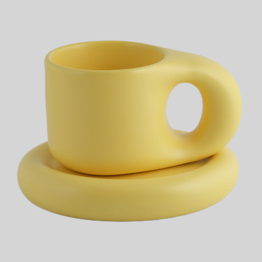 Chubby Mug and Saucer Set (Macaroon)