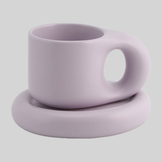 Chubby Mug and Saucer Set (Taro Milk)