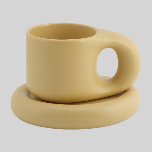 Chubby Coffee Mug and Saucer Set (Hazelnut)