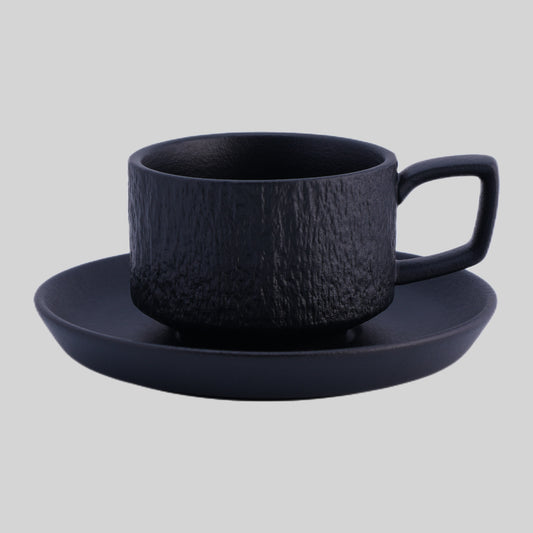 Rock Cup and Saucer Set (Black)