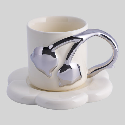 Lily of The Valley Mug and Saucer Set (Ivory)