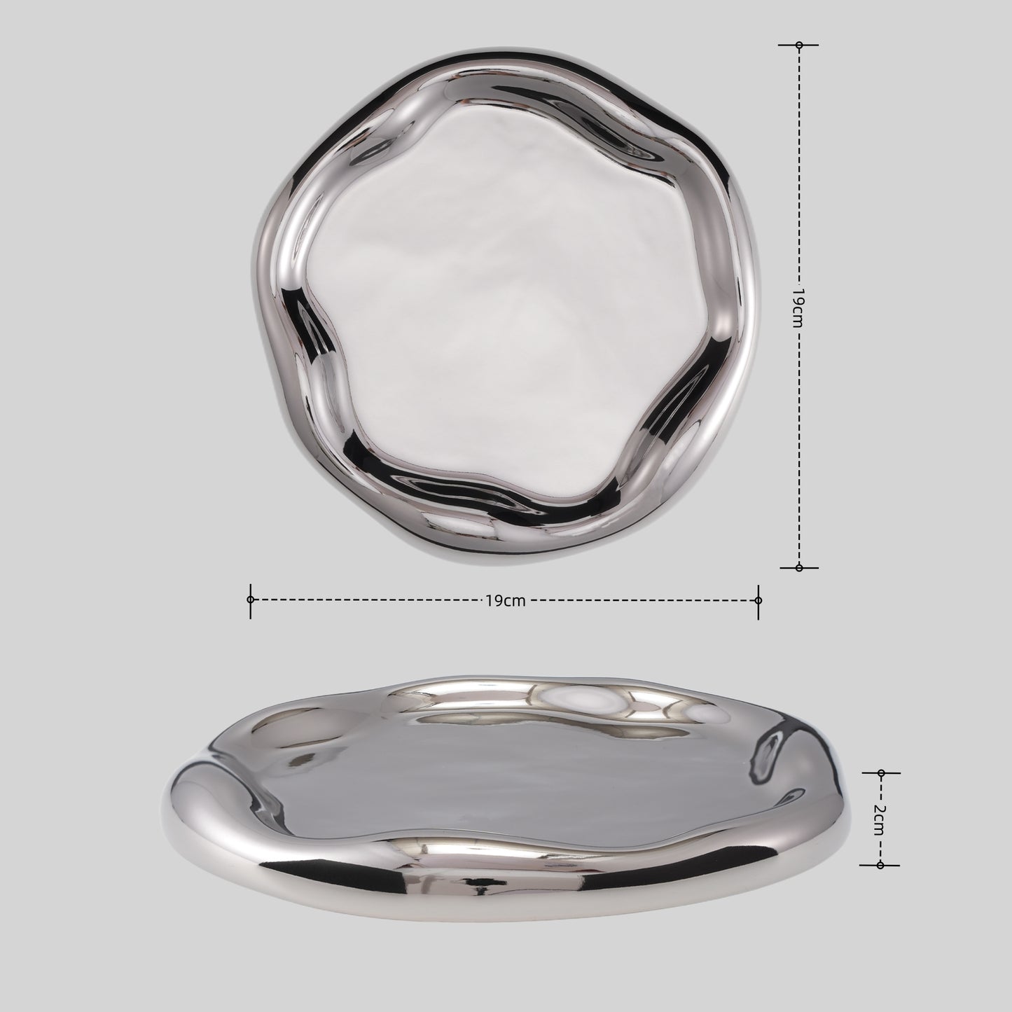 Puddle Decorative Tray (Chrome, 19 x 19 x 2 cm)