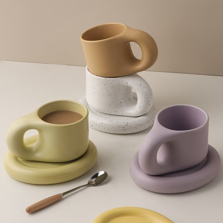 Chubby Mug and Saucer Set (Matcha)