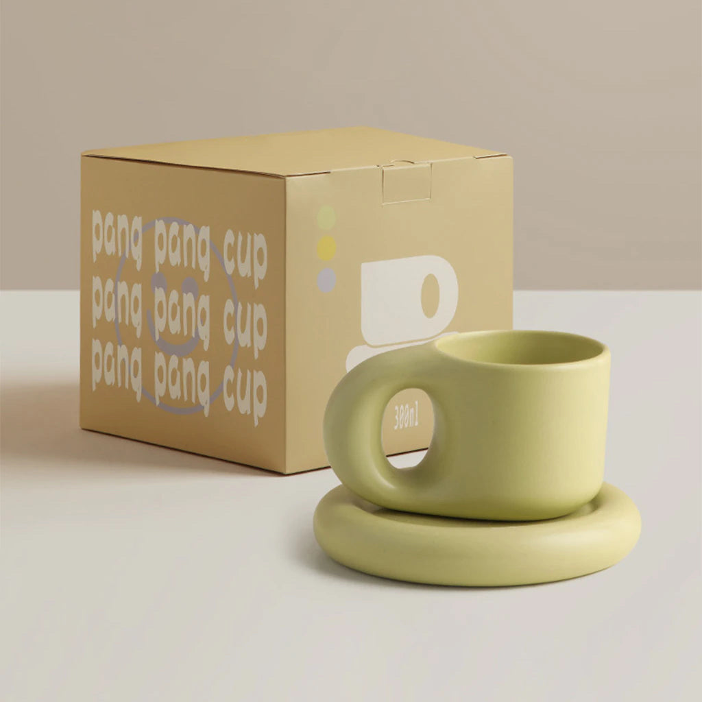 Chubby Mug and Saucer Set (Matcha)