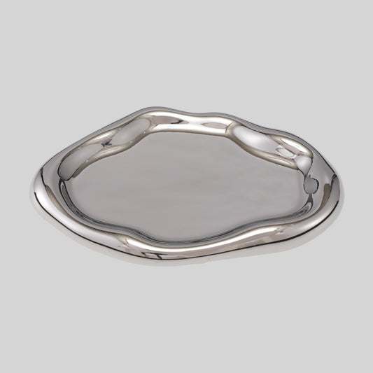 Puddle Decorative Tray (Chrome, 19.5 x 13.5 x 1.5 cm)