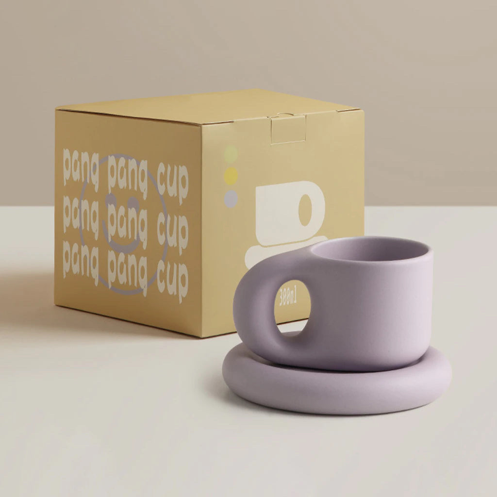 Chubby Mug and Saucer Set (Taro Milk)