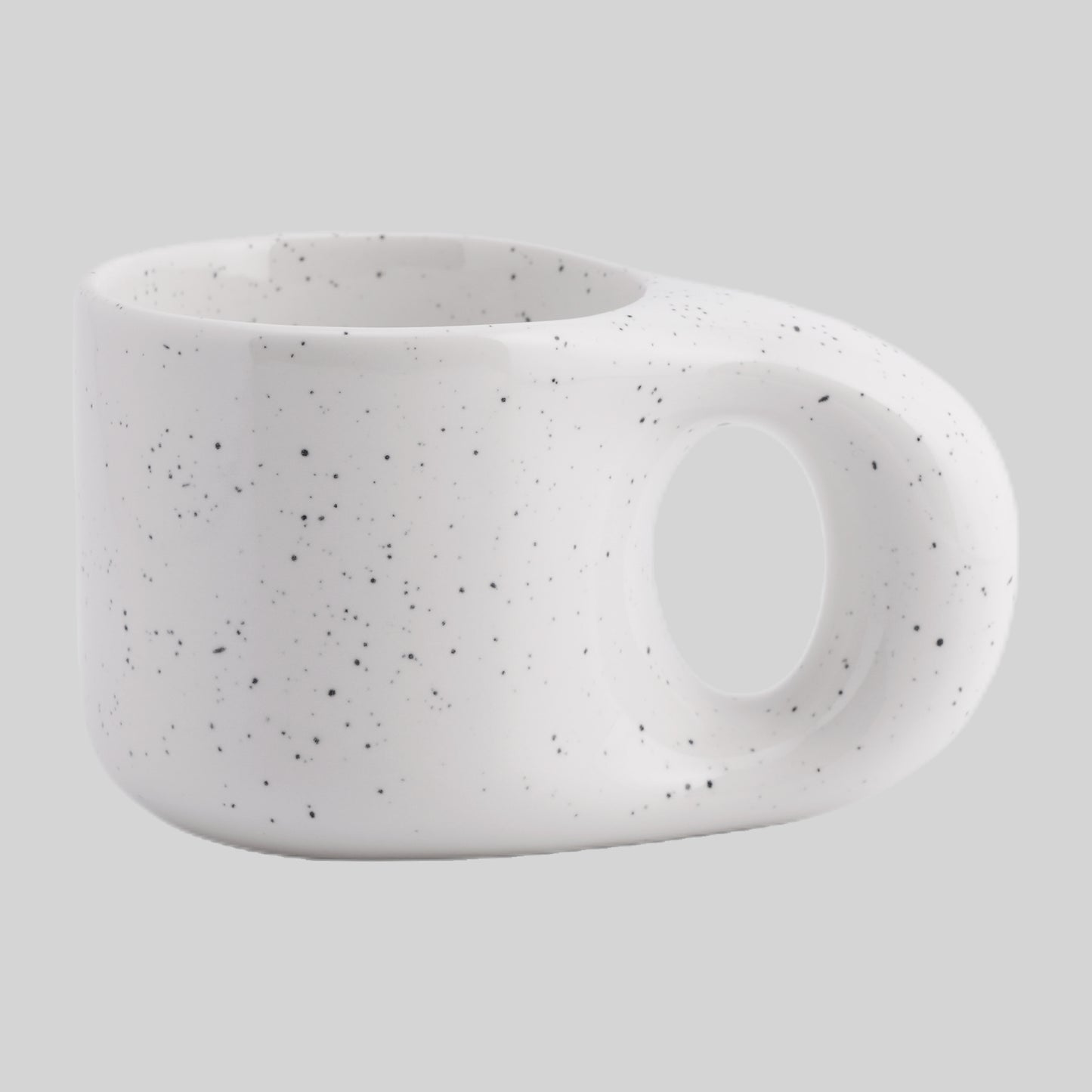 Chubby Mug and Saucer Set (Speckled White)