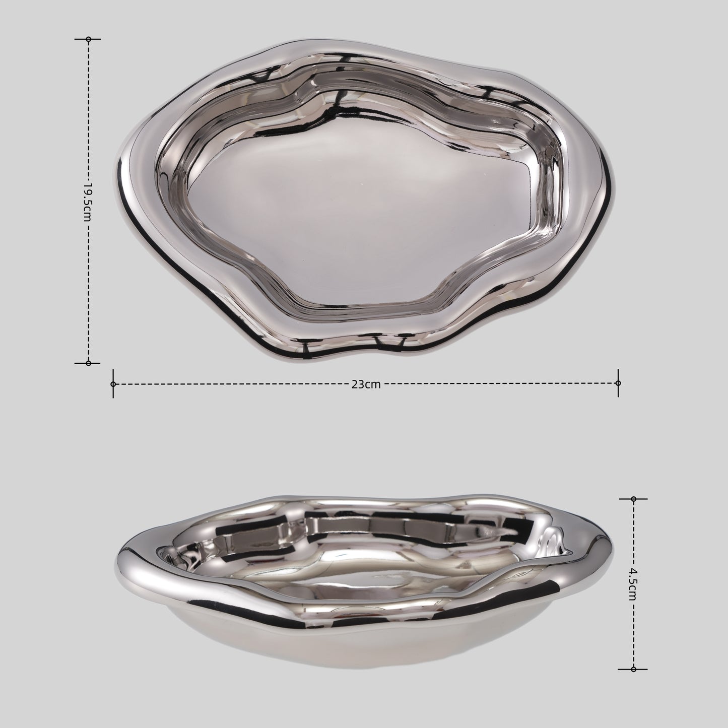 Puddle Decorative Tray (Chrome, 2 Size Options)