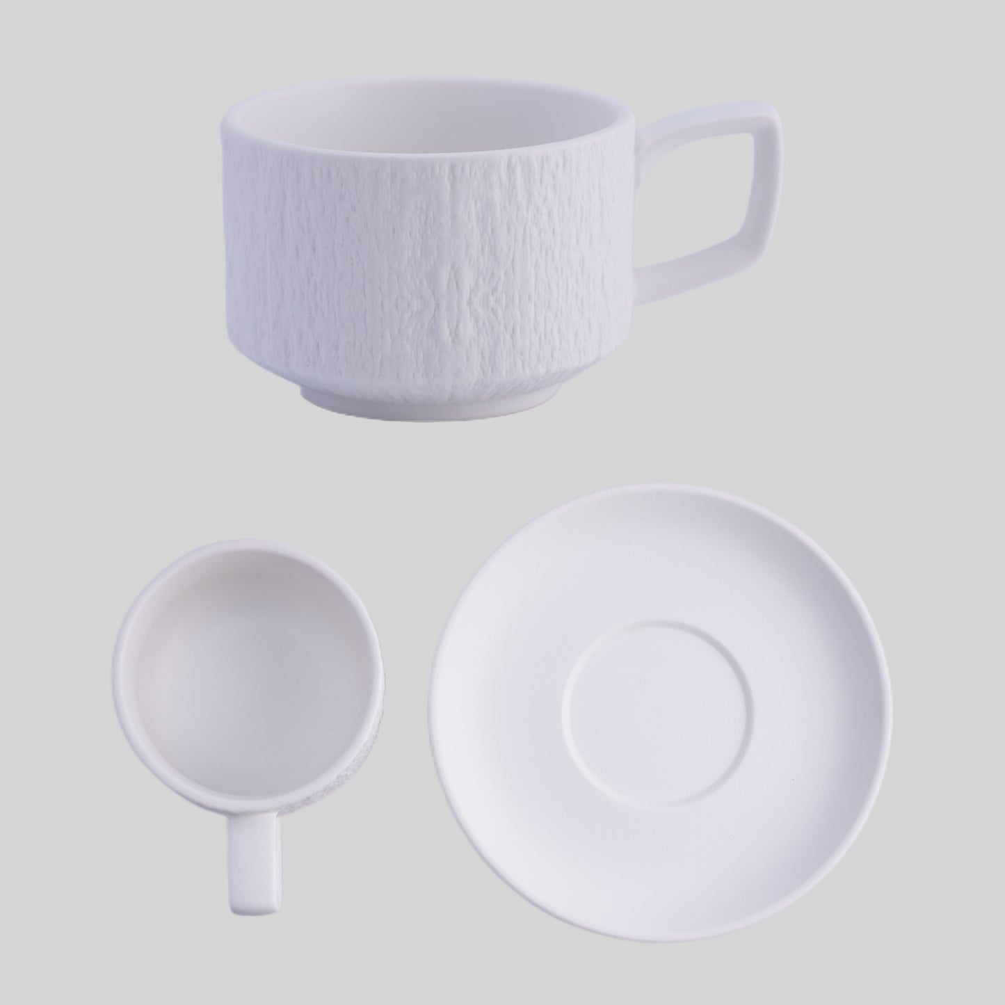 Rock Cup and Saucer Set (White)