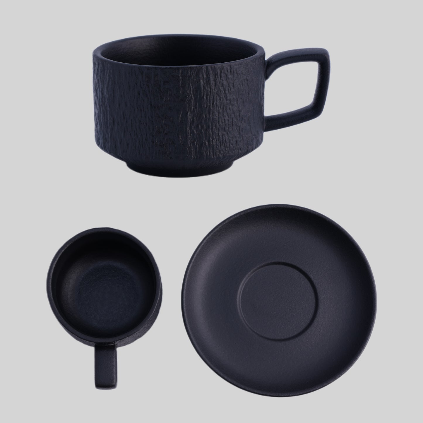 Rock Cup and Saucer Set (Black)