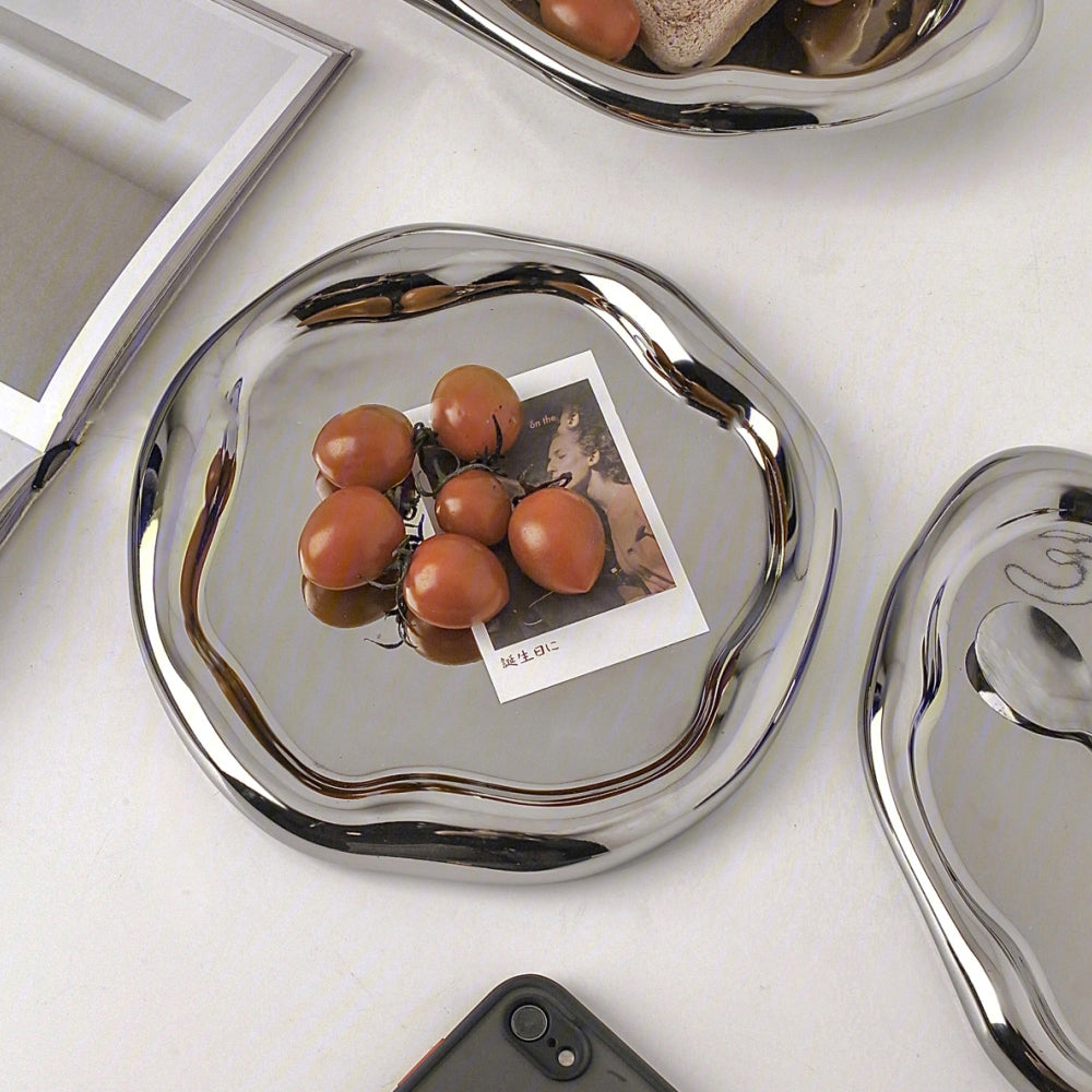 Puddle Decorative Tray (Chrome, 19 x 19 x 2 cm)