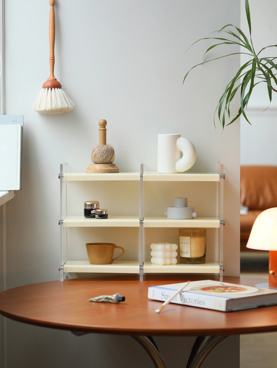 Acrylic Organiser Rack - 3-tier Shelf Storage Display Stand (Ivory)