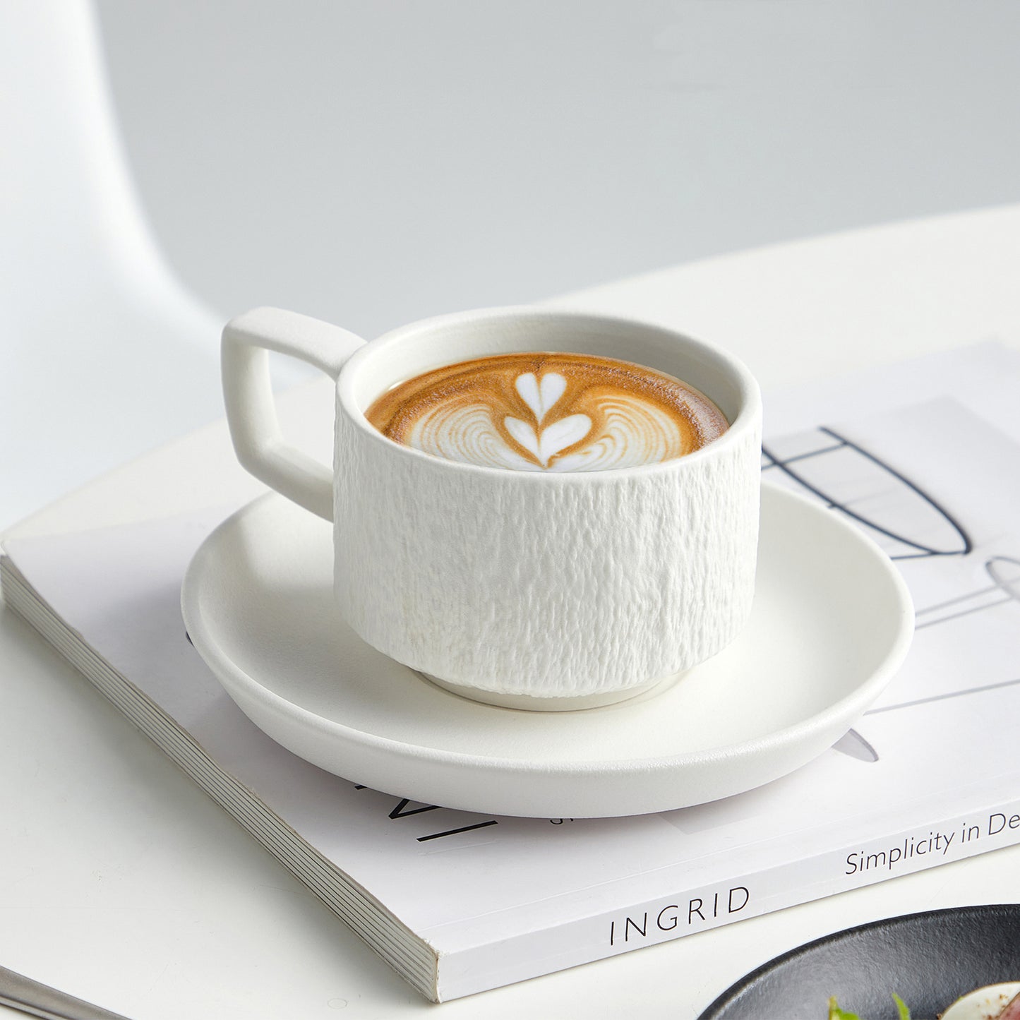 Rock Cup and Saucer Set (White)