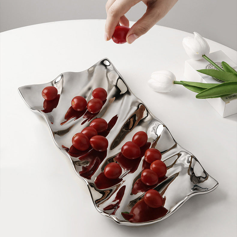 Puddle Decorative Tray (Chrome, 32 x 16 x 3 cm)